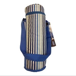 NWT. Summer Insulated Bottle Cooler Bag. Multi blue/white striped